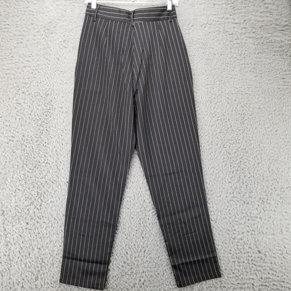 Nasty Gal Pants Womens 8 Black Pinstripe Up Your Life High Waisted *NWT* - Picture 11 of 16